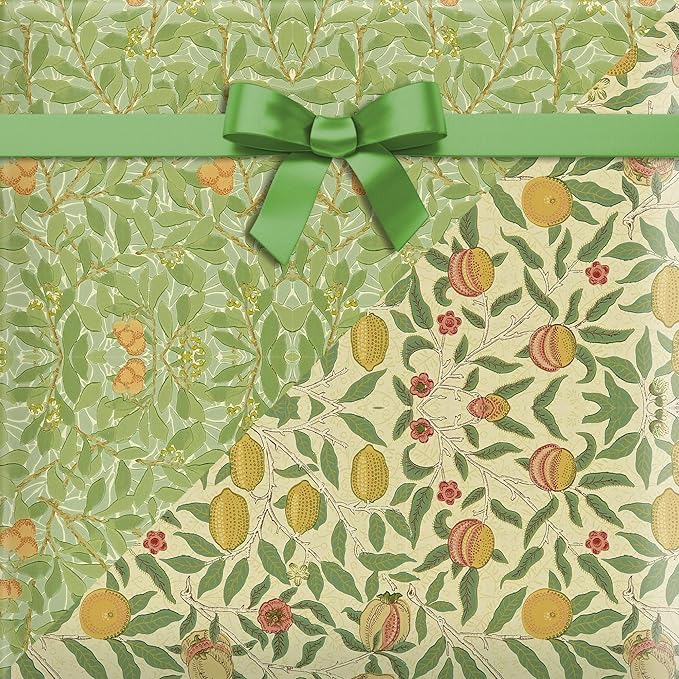 12 Sheets William Morris Wrapping Paper William Morris Gift Wrap Paper Vintage Floral Gift Wrapping Papers Green Vines and Flowers Art Papers for DIY Crafts Birthday Gift Packing Favors, 20x27 Inch