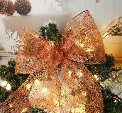 CT CRAFT LLC Sparkling Glitter Mesh Wired Ribbon 6" x 10 Yards Bronze Orange for Christmas Home Decor Bow Gift Wrapping DIY Crafts Wreath
