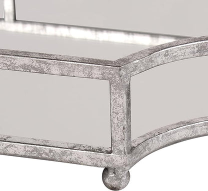 Kate and Laurel Ciel Metal Mirrored Ornate Scalloped Decorative Tray, Silver