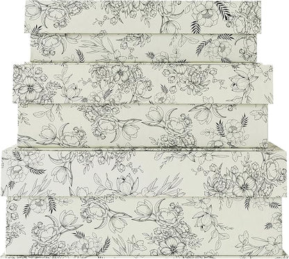 Soul & Lane Decorative Storage Boxes with Lids, Set of 3 Cardboard Boxes for Home Décor and Documents, Memory Organizers for Keepsakes with Magnetic Closure, Photo Storage, Elegant Floral