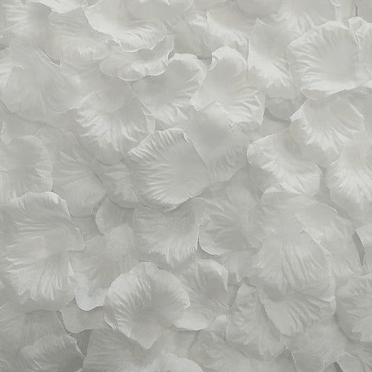 1500 PCS Separated White Rose Petals for Weddings, White Silk Flower Petals for Valentine's Day Decorations,Rose Petals for Romantic Night for Him Set