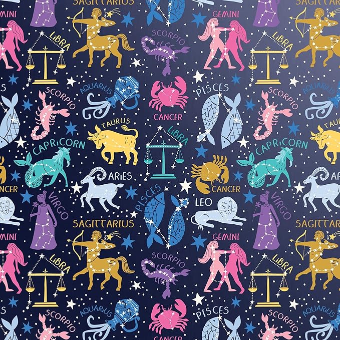 Jillson Roberts Bulk Gift Wrap, Everyday Gift Wrapping Supplies, Astrology, 1/4 Ream 208 feet x 24 inches