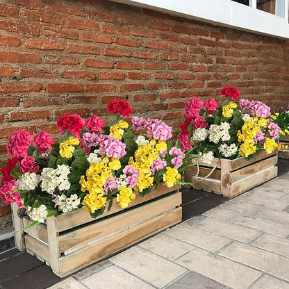 4PCS Home Decor Fake Plants Artificial Flowers Artificial Geraniums Outdoor Fake Flowers Artificial Flowers Fake Silk Bouquet, Fall Decor for Interior Porch Garden Decoration (Red) 14.4"
