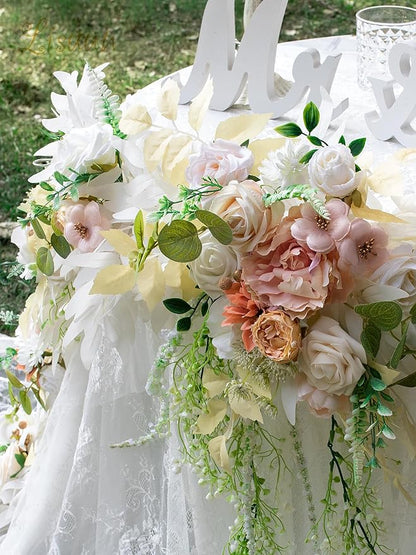 9FT Wedding Arch Flower Garland, Handmade Wedding Table Decorations,Head Table Floral Decor for Noble and Charming Wedding Ceremony