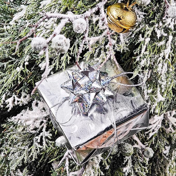 LeZakaa 3D Embossed Floral Foil Gift Wrapping Paper, Vintage Flower Metallic Foil for Birthday Christmas Party Holiday Gift Wrap, for DIY Crafts Scrapbook, Mini Roll 17 inch x 32.8 Ft(Silver)