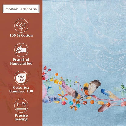 Maison d' Hermine Placemats Set of 4 100% Cotton Washable Cloth Place Mats, Reusable Table Mats for Kitchen Dining Decoration, Party, Wedding, Restaurant Spring/Summer (Ibiza, 13" x 19")