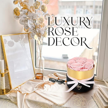 GLAMOUR BOUTIQUE Eternal Preserved Roses in a Box - Flowers Forever, Rose Forever in a Box for Wife, Birthday Gifts for Her, 7 Roses, Pink