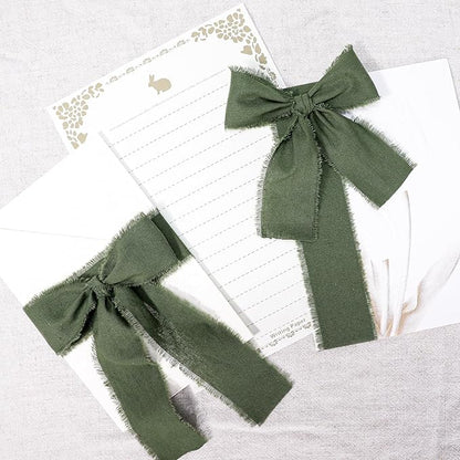 Hunter Green Ribbon 1-1/2 x 15 Yards Handmade Cotton Frayed Fringe Fabric Ribbons for Crafts Flower Bouquets Wedding Christmas Tree Home DIY Decor