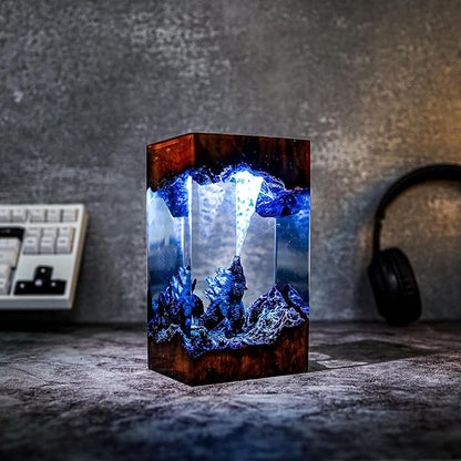 GodziIIa Night Light – Atomic Breath Resin Lamp, Epoxy LED Desk Light for Fans and Collectors, Handmade Movie-Inspired Glow Lamp, Unique Gift for Him, Home or Office Decor