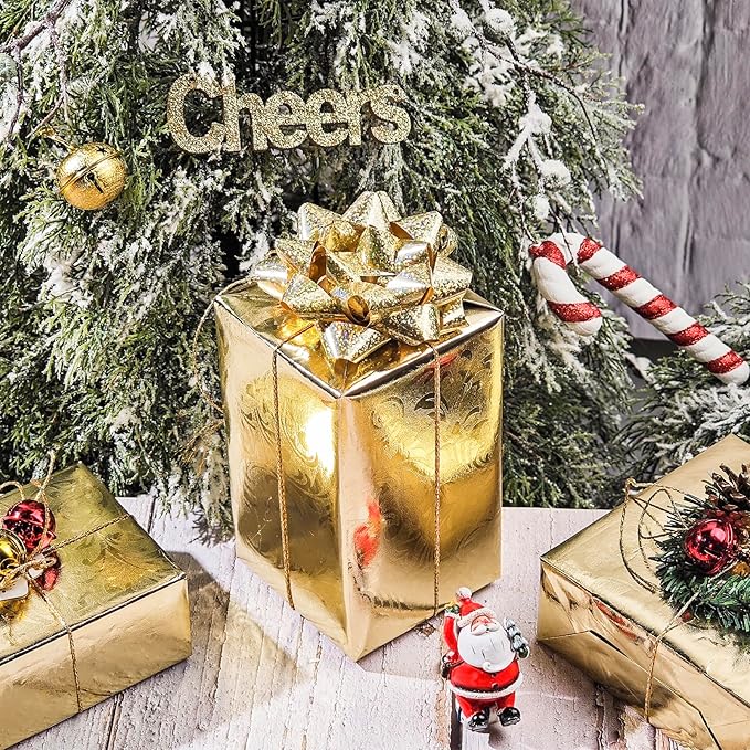 LeZakaa 3D Embossed Floral Foil Gold Wrapping Paper, Vintage Flower Metallic Foil for Birthday Christmas Party Holiday Gift Wrap, for DIY Crafts Scrapbook, Large Roll 30 inch x 32.8 Ft(Gold)