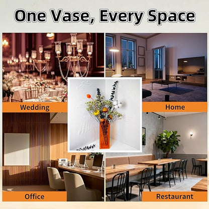 Acrylic Vase Creative Gifts Minimalist Design Wedding Centerpiece Home Office Decor Elegant Floral Display Stand(Not Including Flowers) (Full-Orange, 1PCS)