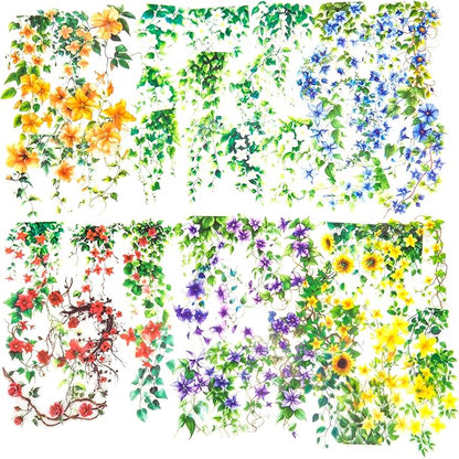 120pcs Flower Stickers for Scrapbooking – Waterproof Floral Stickers for Journaling, Junk Journal, Home Decor, Laptop, Water Bottle, DIY Crafts (6 Floral Themes)