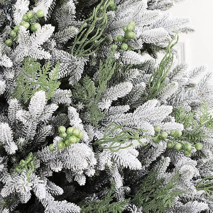 75 Pcs Christmas Glitter Branches 3 Styles Artificial Christmas Picks Berries Stems Pine Needles Floral Twig Spray for Xmas Tree Ornaments DIY Wreath Garland(Light Green)
