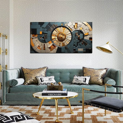 Abstract Canvas Wall Art for Living Room Bedroom Office Gold and Black Large Wall Art Geometric Abstract Picture Framed Wall Decor Modern Canvas Prints 20x40 In