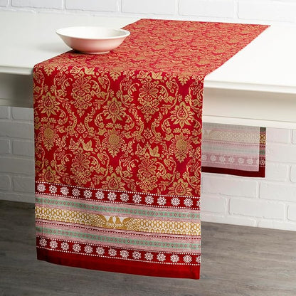 Maison d' Hermine Table Runner 100% Cotton Single Layer Table Runners 108 inches Long for Thanksgiving Christmas Decorations Home Kitchen Dining Party Wedding (Sofia, 14.5" x 108")