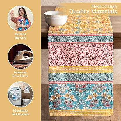 Maison d' Hermine Table Runner 100% Cotton Single Layer Table Runners 72 inches Long Decorative for Home Kitchen Dining Party Baby Shower Wedding Bridal Shower Spring Summer (Marquise, 14.50" x 72")