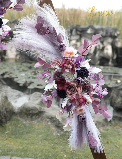Wedding Arch Flowers, Artificial Flowers for Decoration, Large Flower Swag for Boho Styles Wedding Ceremony Floral Decor - Pack of 2