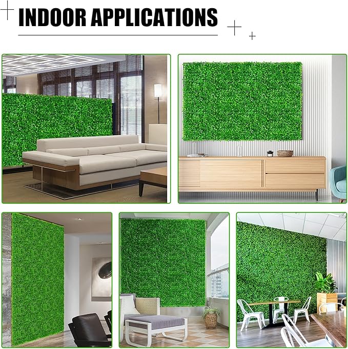 24PCS Boxwood Panels, 24"x16" Artificial Boxwood Hedge Panels, Grass Wall Panels, UV Protected Suitable for Garden, Fence, Backyard Wall Decoration