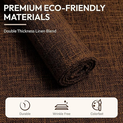 Blue Forest Placemats Set of 6, Dual-Layered Thickened Faux Linen Cloth Place Mats Heat Resistant Machine Washable Wrinkle Free Table Mats Indoor/Outdoor (Brown)