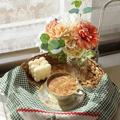 Artificial Flowers Combo Box, Fake Roses Dahlias Silk Flower with Wire Stem, DIY Wedding Bridal Bouquet Baby Shower Party Arrangement Home Décor (Light Orange)