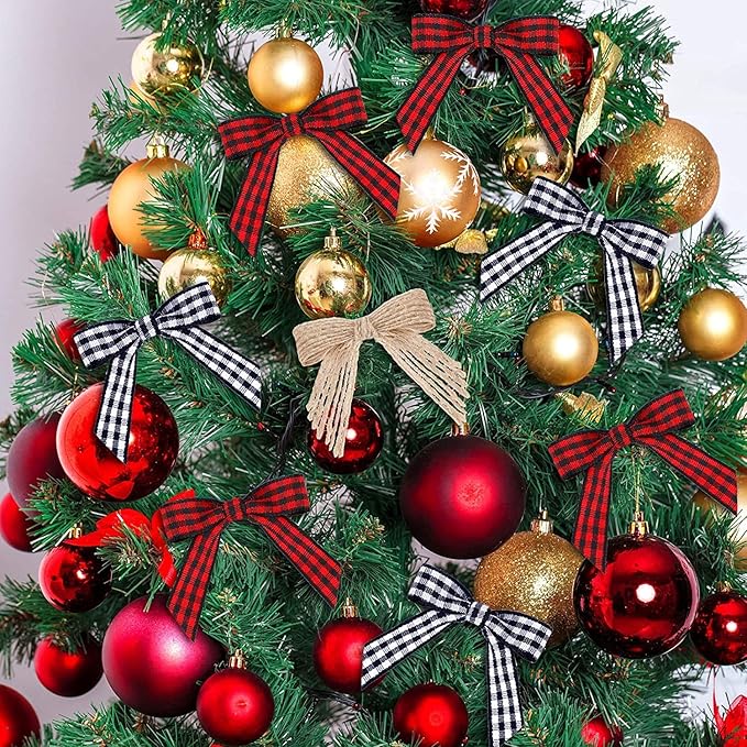 7Rainbows 30pcs Boutique 2.5" Burlap Ribbon Bows Craft Twist Tie Bows for Tying Up Packages Gift Wrapping Christmas Tree