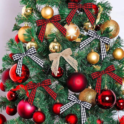 7Rainbows 30pcs Boutique 2.5" Burlap Ribbon Bows Craft Twist Tie Bows for Tying Up Packages Gift Wrapping Christmas Tree