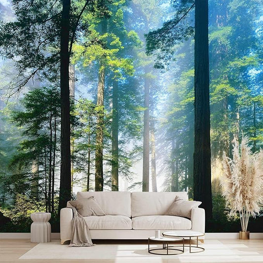 Forest Landscape Wall murals Woodland Tree Peel and Stick Wallpaper for Bedroom Living Room - 96"x137"