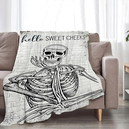 Funny Skull Throw Blanket - Skeleton Gifts & Decor - Soft, Warm, Cozy Fleece Blanket for Boys, Men, Girls, Women, Kids & Adults - 80"x60"