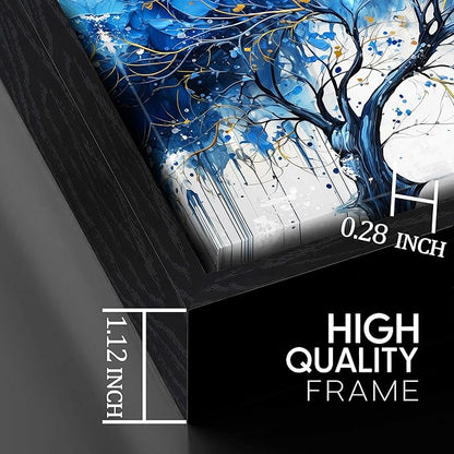 Blue Tree Wall Art Bedroom - Modern Canvas Art Wall Decor for Living Room - Framed Wall Art Size 24" x 48"