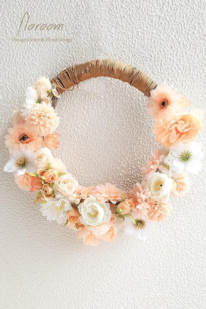 Floroom Mini Artificial Flower Heads Apricot Peach & Soft Cream Fake Peony Daisy Rose Multicolor Small Faux Silk Flower Heads for Cake Craft Garland Wedding Party Graduation Cap DIY Home Decoration