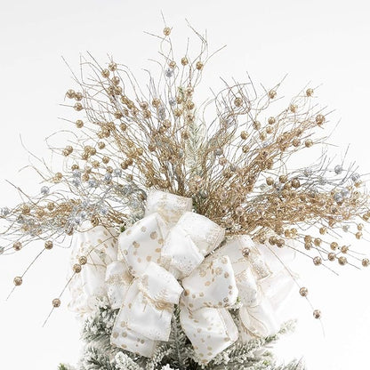 KI Store Silver Christmas Picks Sprays Set of 20 Glittered Twigs Decor for Christmas Tree Decoration Topper Floral Arrangement