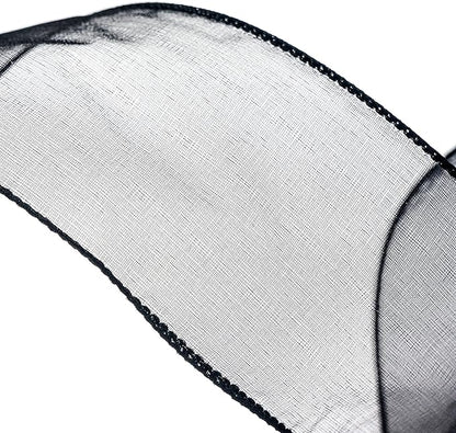 CT CRAFT LLC Sheer Organza Wired Ribbon 2.5" x 50Yards Black for Wedding Chair Bow Flora Bouquet Gift Wrapping Christmas Tree Home Decor Wreath