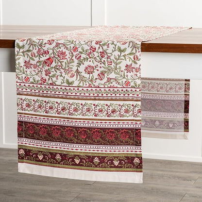 Maison d' Hermine Table Runner 100% Cotton Single Layer Table Runners 72 inches Long for Thanksgiving Christmas Decorations Home Kitchen Dining Party Wedding (Reveillon Au Jardin, 14.5" x 72")