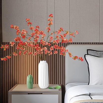 Artificial Cherry Blossom Branches, Faux Cherry Blossom Stems,4 Pcs Apple Blossom Branches,38 Inch Faux Branches for Home Wedding Table Vase Decor (4,Salmon Pink)