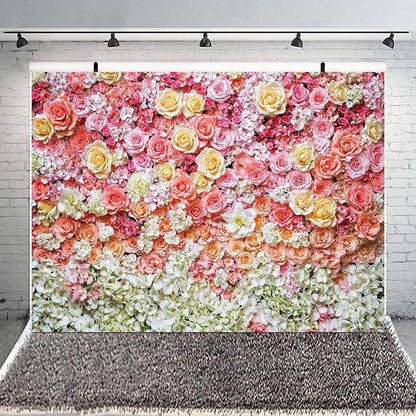 9 x 6 ft Flower Backdrop for Photography Pink Floral Flowers Girls Birthday Baby Shower Mother's Day Wedding Photo Background Cake Table Decoration Supplies Studio Props Banner