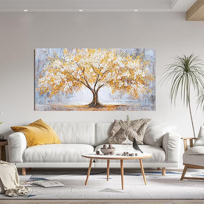 TAIJXAGSG Large Canvas Wall Art Decor Golden Tree of Life Wall Art Decor Bedroom Office Decor Modern Botanical Wall Art Prints Art Work For Wall Decor 24"X48"Tree Wall Art Pictures For Living Room