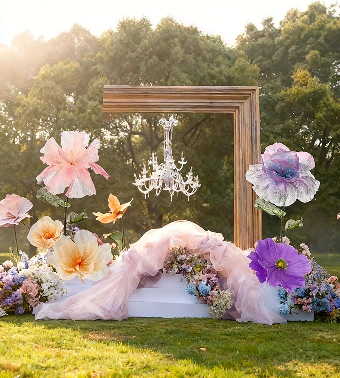 Large Artificial Flowers, 5.58ft Giant Standing Poppy Decorations, Handcrafted Huge Flowers for Wedding, Garden, Hotel, Office, Art Gallery, Photography Props & Shop Window Display (1, Purple)