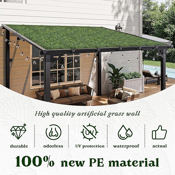 Artificial Boxwood Roll Panel Backdrop: 72"X144" UV-Anti Greenery Faux Grass Wall Hedge for Indoor Outdoor Green Decor & Backyard Background Decorations Fence Covering Privacy