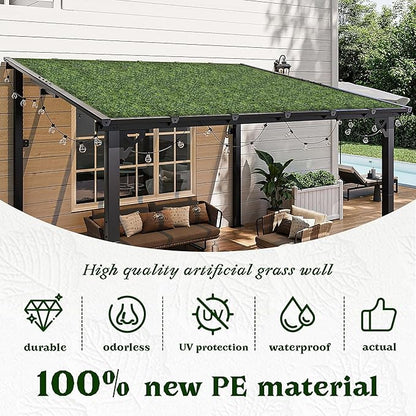 Artificial Boxwood Roll Panel Backdrop: 72"X144" UV-Anti Greenery Faux Grass Wall Hedge for Indoor Outdoor Green Decor & Backyard Background Decorations Fence Covering Privacy