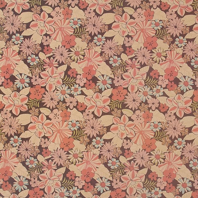 Aimyoo Kraft Floral Wrapping Paper Roll, All Occasion Vintage Flower Gift Wrap for Wedding Birthday Bridal Shower, 17 inch x 10 ft