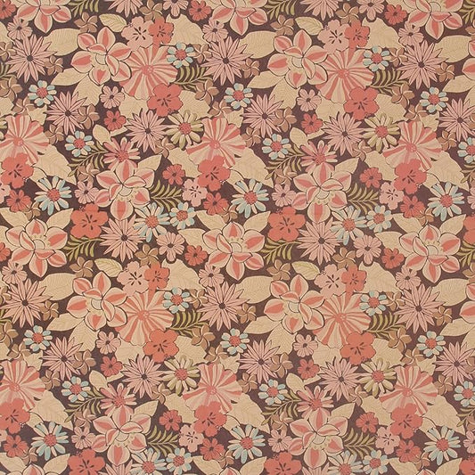 Aimyoo Kraft Floral Wrapping Paper Roll, All Occasion Vintage Flower Gift Wrap for Wedding Birthday Bridal Shower, 17 inch x 10 ft