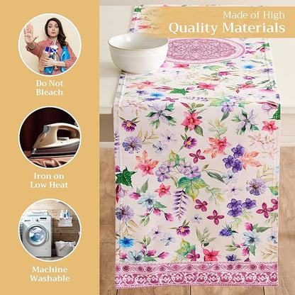 Maison d' Hermine Table Runner 100% Cotton Double Layer Table Runners 108 inches Long Decorative for Home Kitchen Dining Party Baby Shower Wedding Bridal Shower Spring Summer (Chardon, 14.50" x 108")