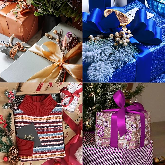 Brown Satin Ribbon 3 inch X 15 Yards Polyester Ribbon for Gift Wrapping Very Suitable for Weddings Party Hair Bow Invitation Decorations and More