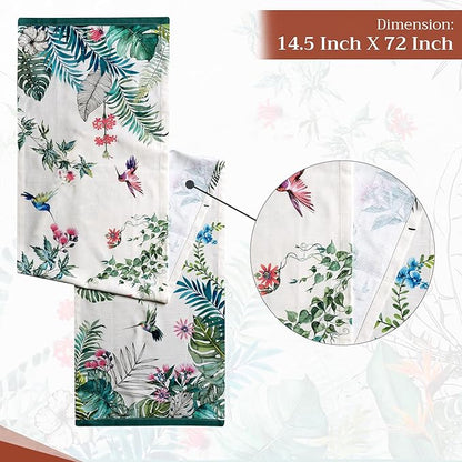 Maison d' Hermine Table Runner 100% Cotton Single Layer Table Runners 72 inches Long Decorative for Home Kitchen Dining Party Baby Shower Wedding Bridal Shower Spring Summer (Tropiques, 14.50" x 72")