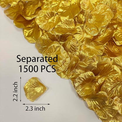 Separated 1500 PCS Artificial Gold Rose Petals for Romantic Night,Faux Gold Flower Petals for Flower Girl Weddings Valentine Day Party Romantic Decoration(Ready-to-use)