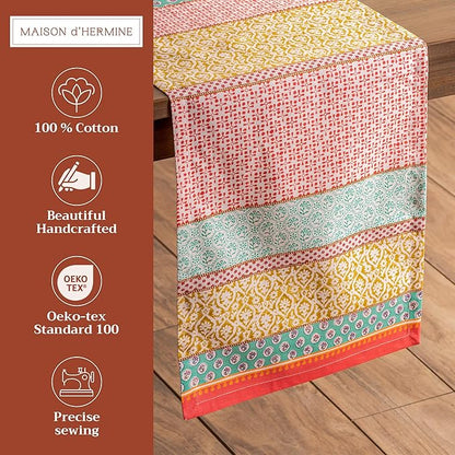 Maison d' Hermine Table runner 100% Cotton Single Layer Table Runners 108 inches long Decorative for Home Kitchen Dining Party Baby Shower Wedding Bridal Shower Spring Summer (Provence, 14.50" x 108")