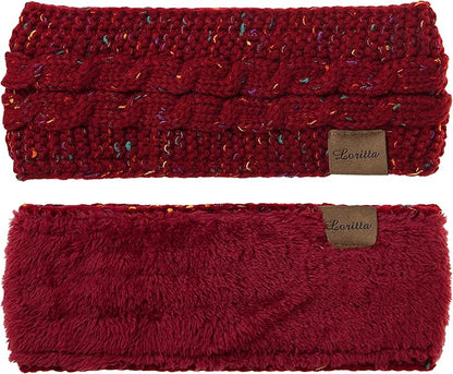 Loritta Womens Ear Warmers Headbands Winter Warm Fuzzy Cable Knit Head Wrap Fleece Lined Gifts