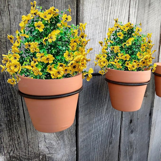2 Pcs Artificial Boxwood Topiary Ball Trees - 23" With Ground Spike, Fake Evergreen Tree, UV Resistant Faux Greenery Shrubs & Bushes for Porch, Garden, Front Yard Decor, Indoor/Outdoor -Yellow