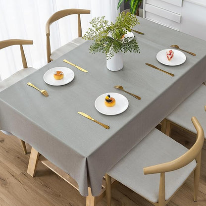 Rectangle Table Cloth,100% Waterproof Tablecloth Oil Proof Spill Proof Vinyl Table Cloth, Wipe Clean Plastic Table Cover for Dining, Camping, Indoor and Outdoor 54" x 102",Grey
