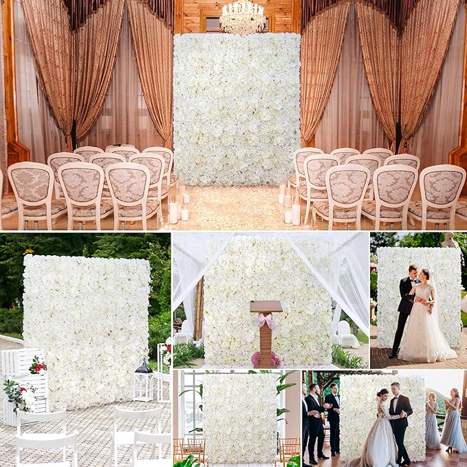 Flower Wall Backdrop 9pcs 16.5x16.5 Inch Flower Wall Decor Artificial Floral Wall Panel Ideal for Wedding Celebrations, Festive Party Birthday Backdrops and Elegant Home Decor